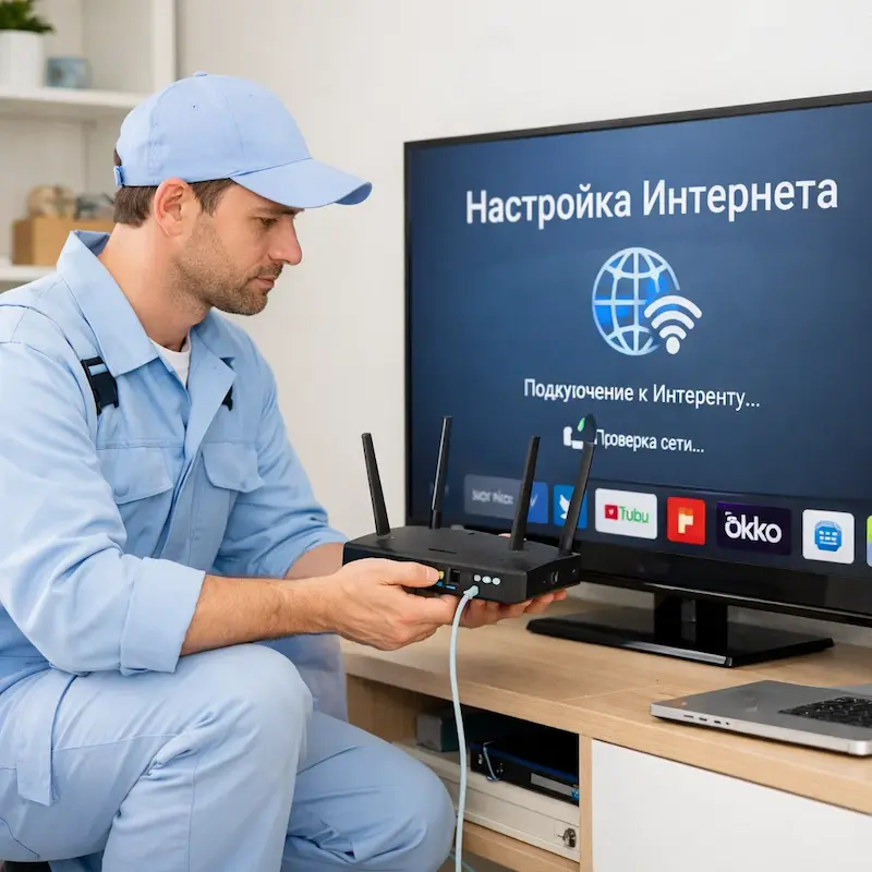 Настройка интернета на телевизоре в Сходне