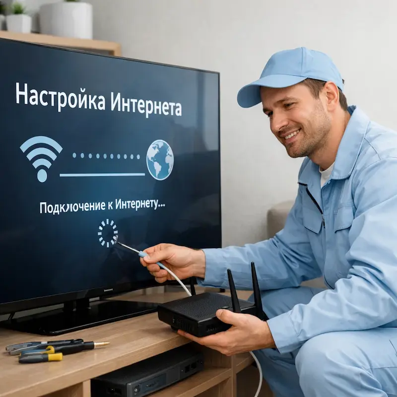 Настройка интернета на ТВ в Сходне